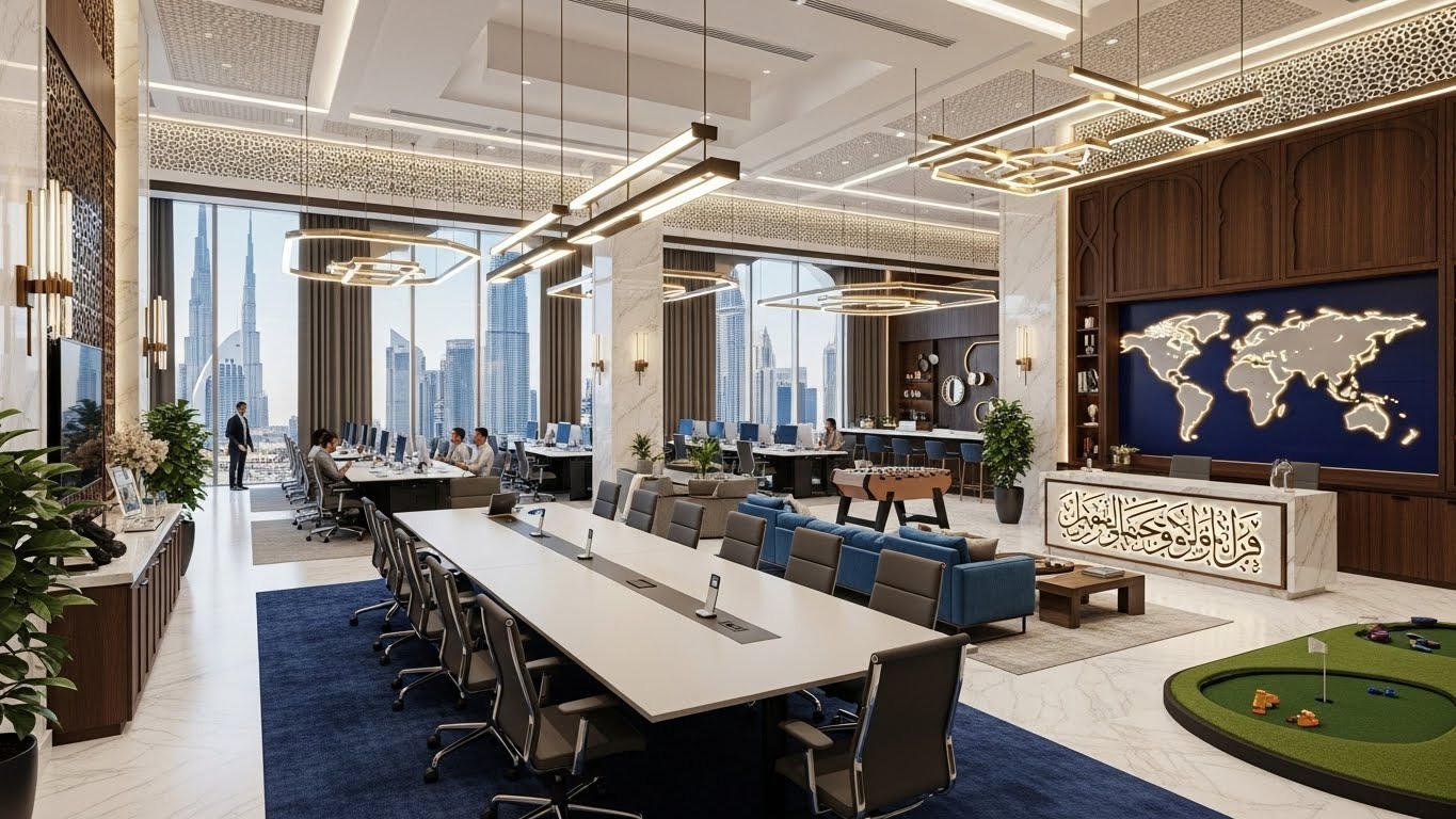 Modern office renovation layout in Dubai workspace