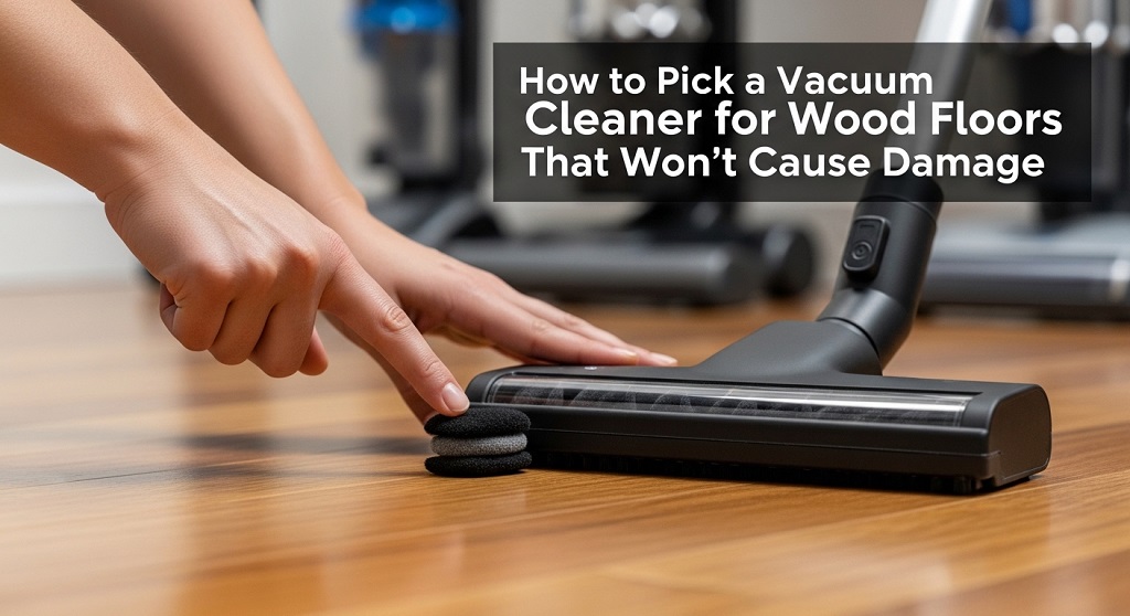 vacuum cleaner with soft roller cleaning hardwood floor safely