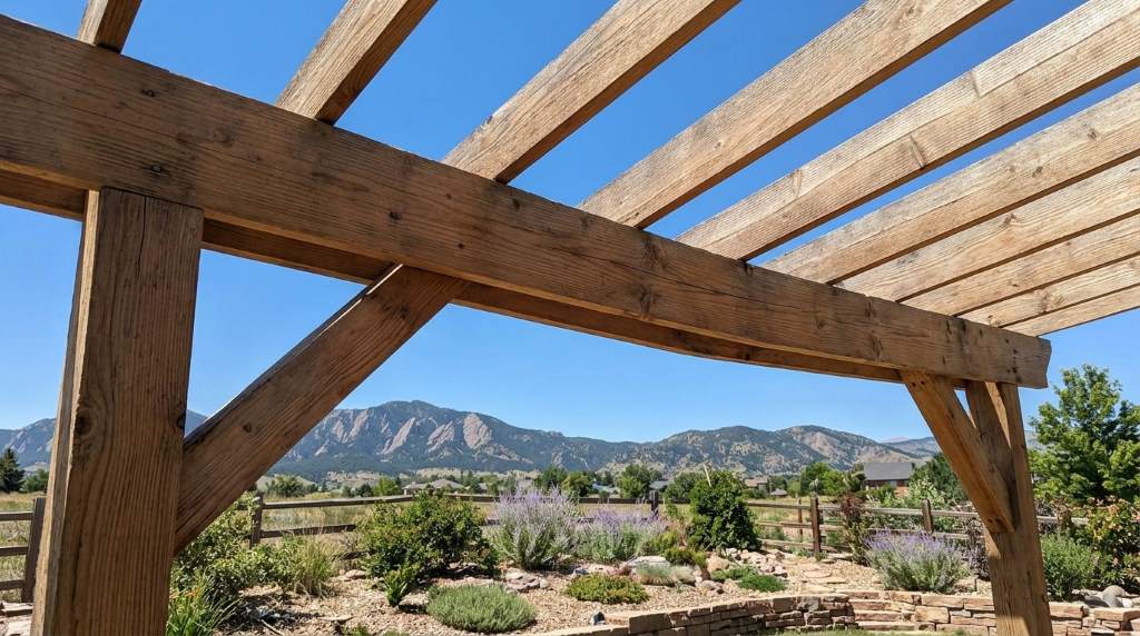 Outdoor frame with reinforced support beams